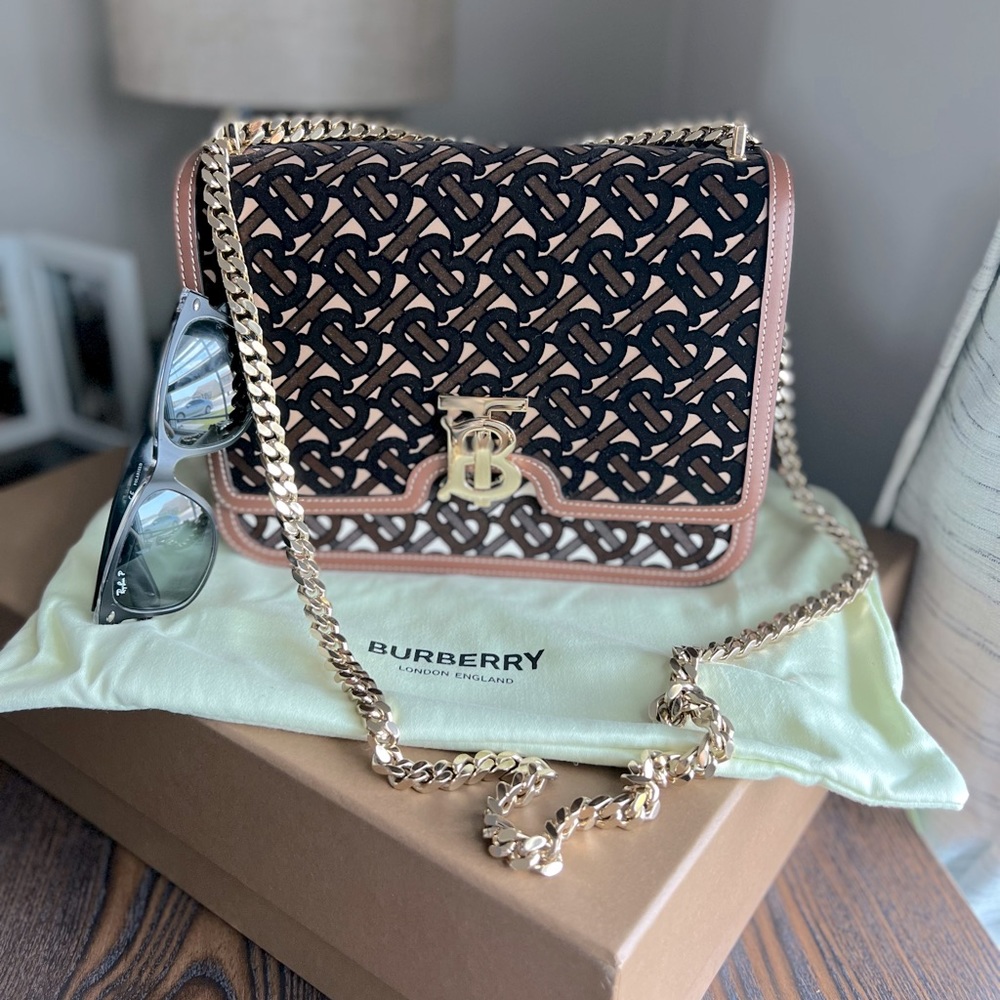 Limited edition Burberry chain linked cross body handbag.